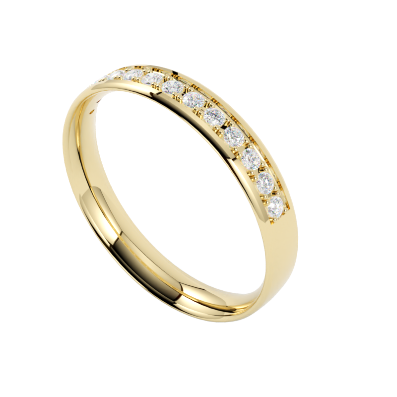 Elegancka obrączka ślubna z żółtego złota z diamentami